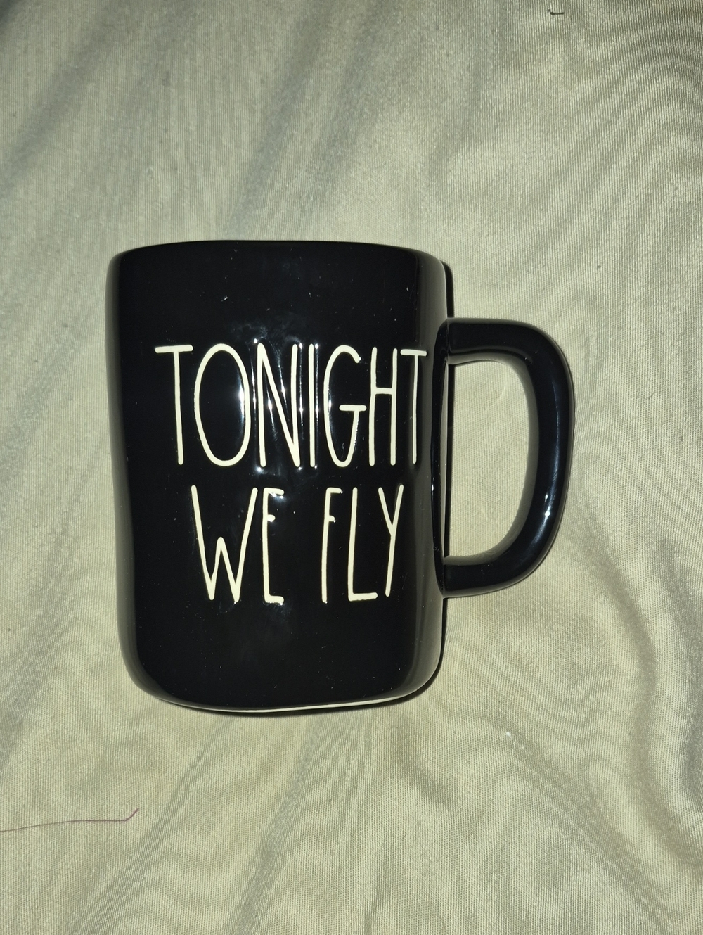 Rae Dunn Black "TONIGHT WE FLY" Ceramic Mug